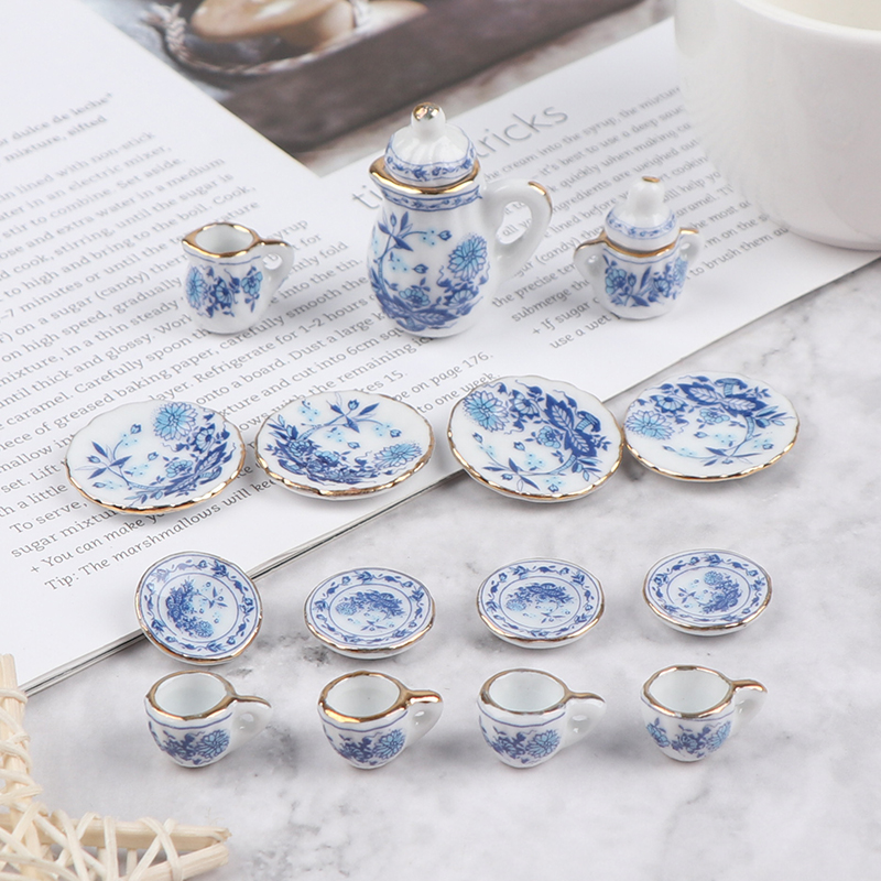 15Pcs 1:12 Miniature Porcelain - Kids Toys Kitchen Set 评论和价格