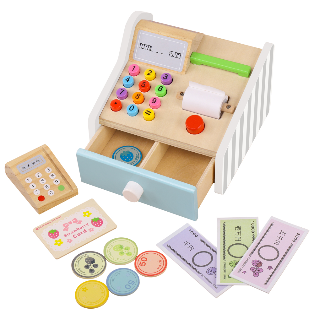 Wooden cash register Toys Chil - Toy Cash Register 评论和价格